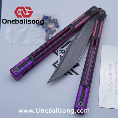 RAD Cygnus V2 Genuine Balisong Titanium-6AL-4V Handle CPM-S35VN Stainless Steel Live Blade Bushing