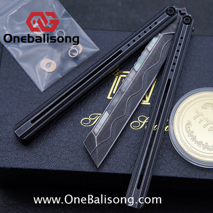 TITAN Cut off Worries Balisong TC21 Titanium Alloy Handle M390 Stainless Steel Blade Bushing