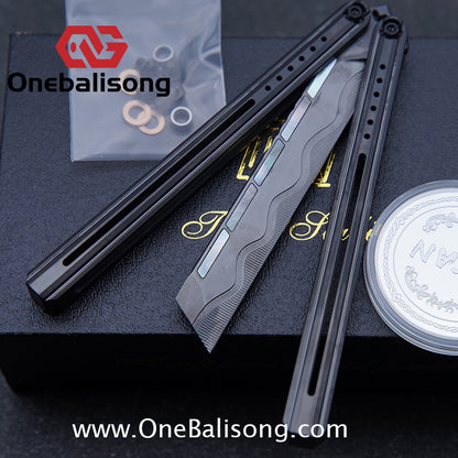 TITAN Cut off Worries Balisong TC21 Titanium Alloy Handle M390 Stainless Steel Blade Bushing