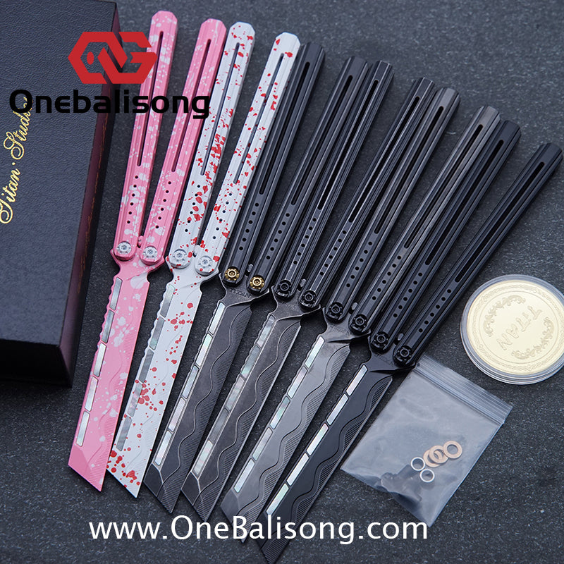 Titan Breaking Sorrow Balisong TC21 Titanium Alloy Handle M390 Stainless Steel Blade Bushing