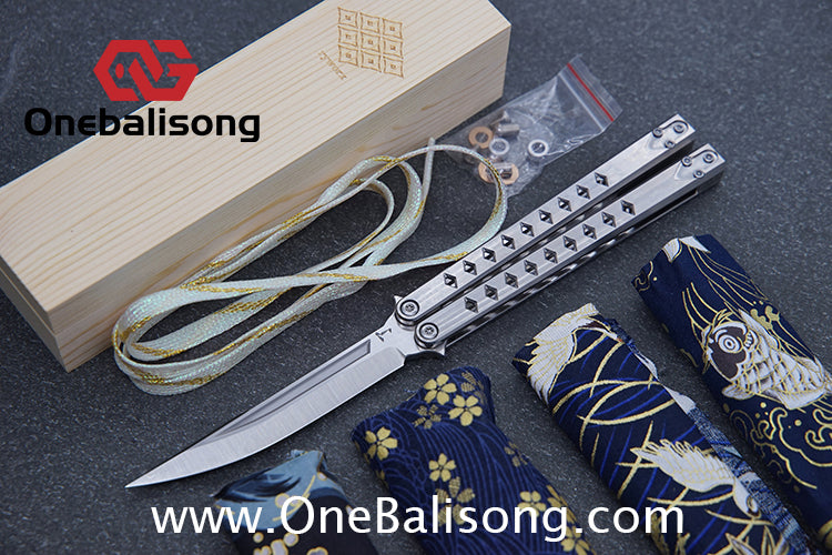 Blue River Konohishi Clone Balisong Titanium Alloy Handle Stainless Steel Blade Bushing