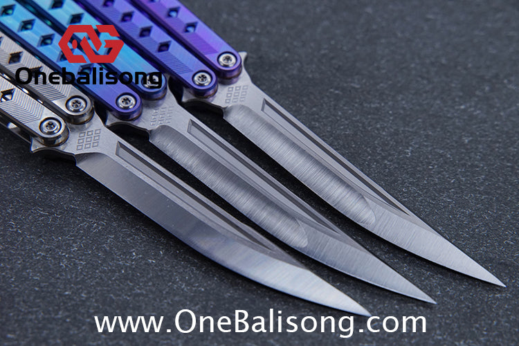 Blue River Konohishi Clone Balisong Titanium Alloy Handle Stainless Steel Blade Bushing