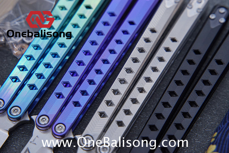 Blue River Konohishi Clone Balisong Titanium Alloy Handle Stainless Steel Blade Bushing