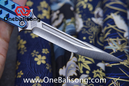 Blue River Konohishi Clone Balisong Titanium Alloy Handle Stainless Steel Blade Bushing