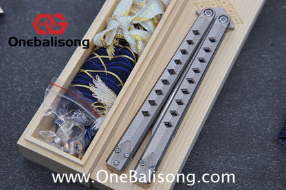 Blue River Konohishi Clone Balisong Titanium Alloy Handle Stainless Steel Blade Bushing