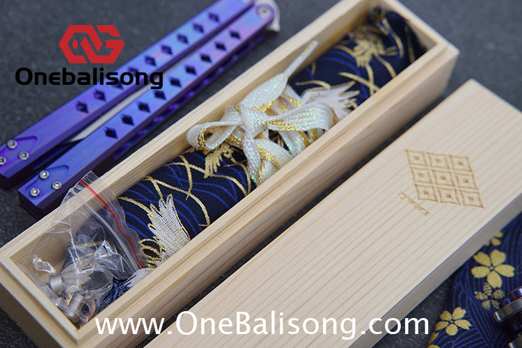 Blue River Konohishi Clone Balisong Titanium Alloy Handle Stainless Steel Blade Bushing