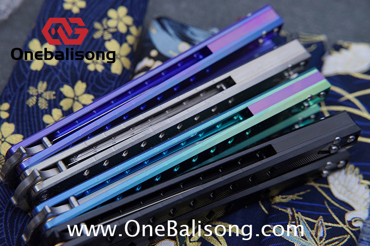 Blue River Konohishi Clone Balisong Titanium Alloy Handle Stainless Steel Blade Bushing