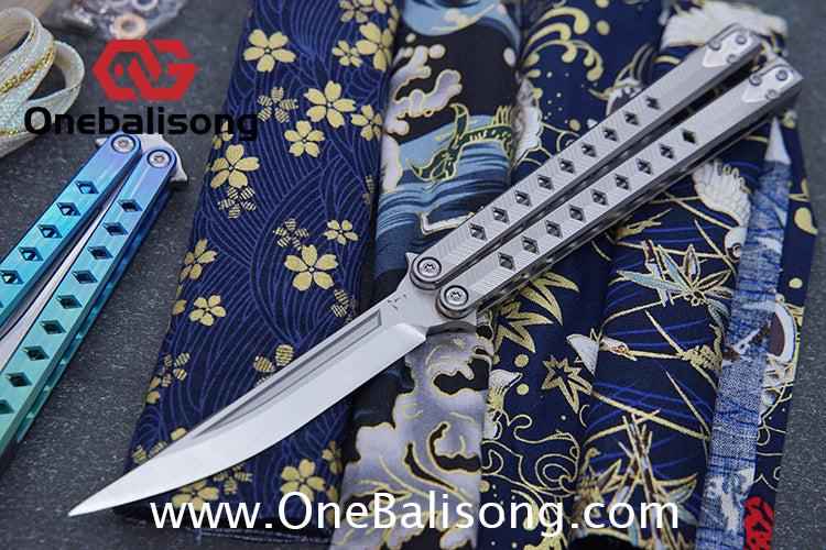 Blue River Konohishi Clone Balisong Titanium Alloy Handle Stainless Steel Blade Bushing