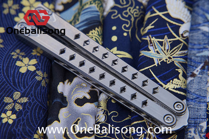 Blue River Konohishi Clone Balisong Titanium Alloy Handle Stainless Steel Blade Bushing
