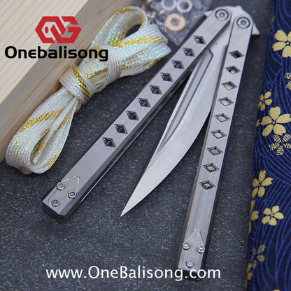 Blue River Konohishi Clone Balisong Titanium Alloy Handle Stainless Steel Blade Bushing