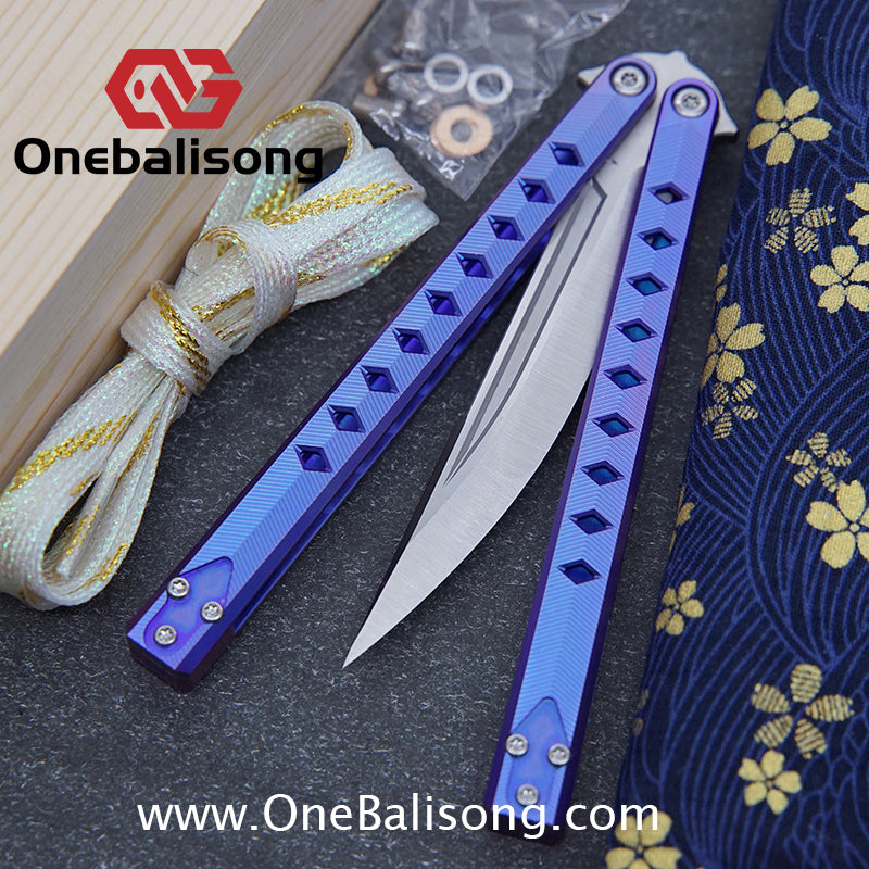 Blue River Konohishi Clone Balisong Titanium Alloy Handle Stainless Steel Blade Bushing