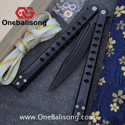 Blue River Konohishi Clone Balisong Titanium Alloy Handle Stainless Steel Blade Bushing