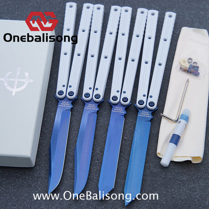 Baliplus Kraken Balisong Glossy clone Tanto/Bowie/Weekawk  live/Fake Blade Channel 7075 Aluminum Glossy Handle Bushings 9cr18