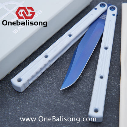 Baliplus Kraken Balisong Glossy clone Tanto/Bowie/Weekawk  live/Fake Blade Channel 7075 Aluminum Glossy Handle Bushings 9cr18
