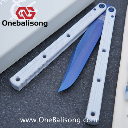 Baliplus Kraken Balisong Glossy clone Tanto/Bowie/Weekawk  live/Fake Blade Channel 7075 Aluminum Glossy Handle Bushings 9cr18