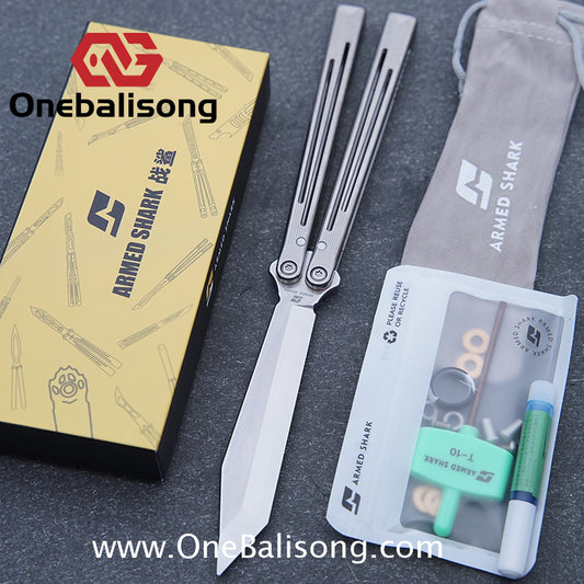 ARMED SHARK Titanium REP SE Balisong Clone TC4 Titanium Alloy Handle 5CR15 Stainless Steel Blade