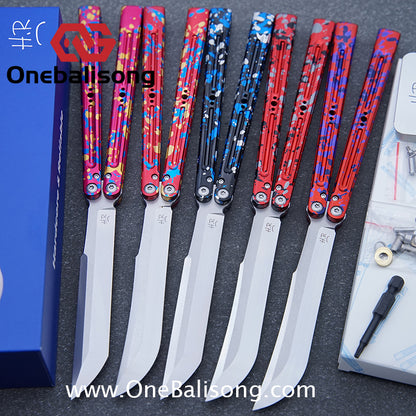 HR Killer Balisong  Seven series aluminum Handle 14c28n/vg10 Blade integrated+traditional shaft sleeve