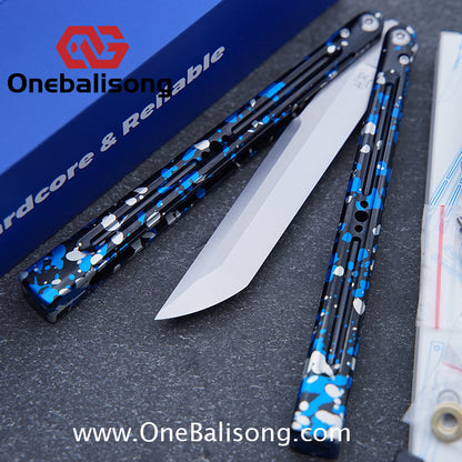 HR Killer Balisong  Seven series aluminum Handle 14c28n/vg10 Blade integrated+traditional shaft sleeve