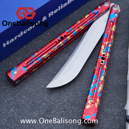 HR Killer Balisong  Seven series aluminum Handle 14c28n/vg10 Blade integrated+traditional shaft sleeve