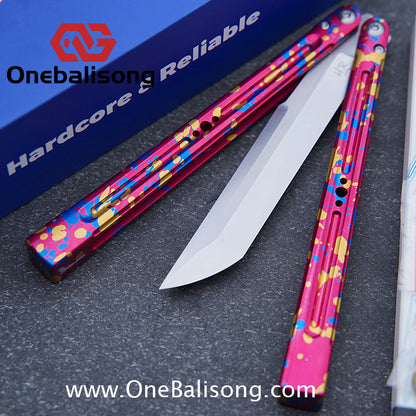 HR Killer Balisong  Seven series aluminum Handle 14c28n/vg10 Blade integrated+traditional shaft sleeve