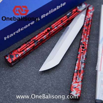 HR Killer Balisong  Seven series aluminum Handle 14c28n/vg10 Blade integrated+traditional shaft sleeve