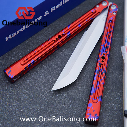 HR Killer Balisong  Seven series aluminum Handle 14c28n/vg10 Blade integrated+traditional shaft sleeve