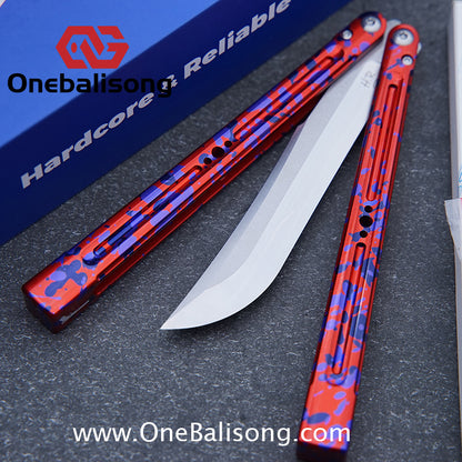 HR Killer Balisong  Seven series aluminum Handle 14c28n/vg10 Blade integrated+traditional shaft sleeve