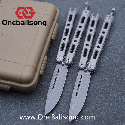 Mini Roar 82 Balisong Titanium Alloy Handle M390/MAGNACUT Stainless Steel Blade integrated Structure