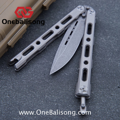 Mini Roar 82 Balisong Titanium Alloy Handle M390/MAGNACUT Stainless Steel Blade integrated Structure