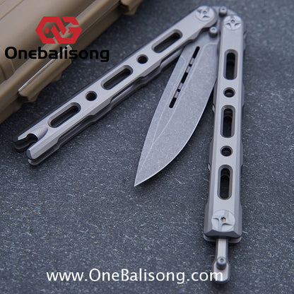 Mini Roar 82 Balisong Titanium Alloy Handle M390/MAGNACUT Stainless Steel Blade integrated Structure