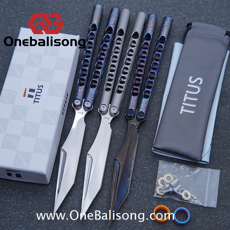 TITUS Fiore Clone Balisong Titanium Alloy Handle VG10 Stainless Steel Fake Blade Bushing