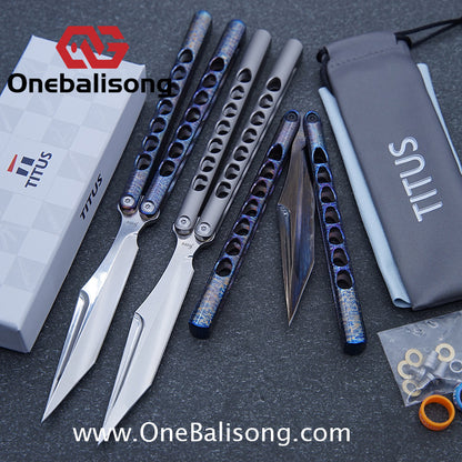 TITUS Fiore Clone Balisong Titanium Alloy Handle VG10 Stainless Steel Fake Blade Bushing