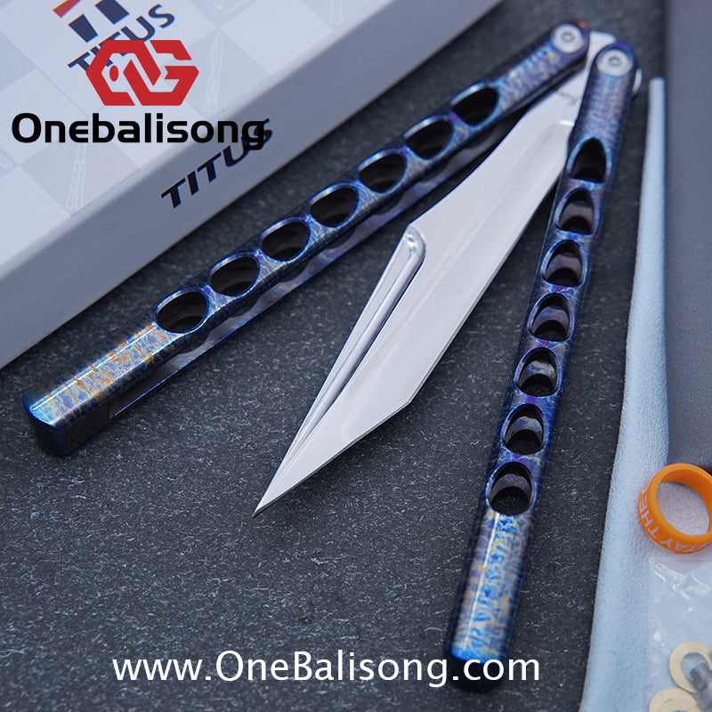 TITUS Fiore Clone Balisong Titanium Alloy Handle VG10 Stainless Steel Fake Blade Bushing