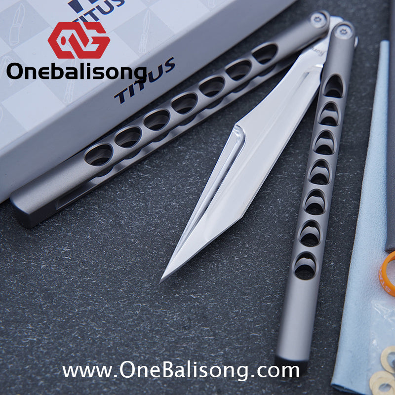 TITUS Fiore Clone Balisong Titanium Alloy Handle VG10 Stainless Steel Fake Blade Bushing