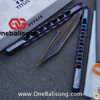 TITUS Fiore Clone Balisong Titanium Alloy Handle VG10 Stainless Steel Fake Blade Bushing