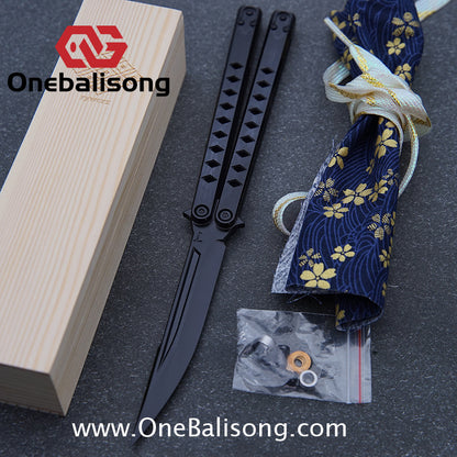 Blue River Konohishi Clone Balisong Titanium Alloy Handle Stainless Steel Blade Bushing