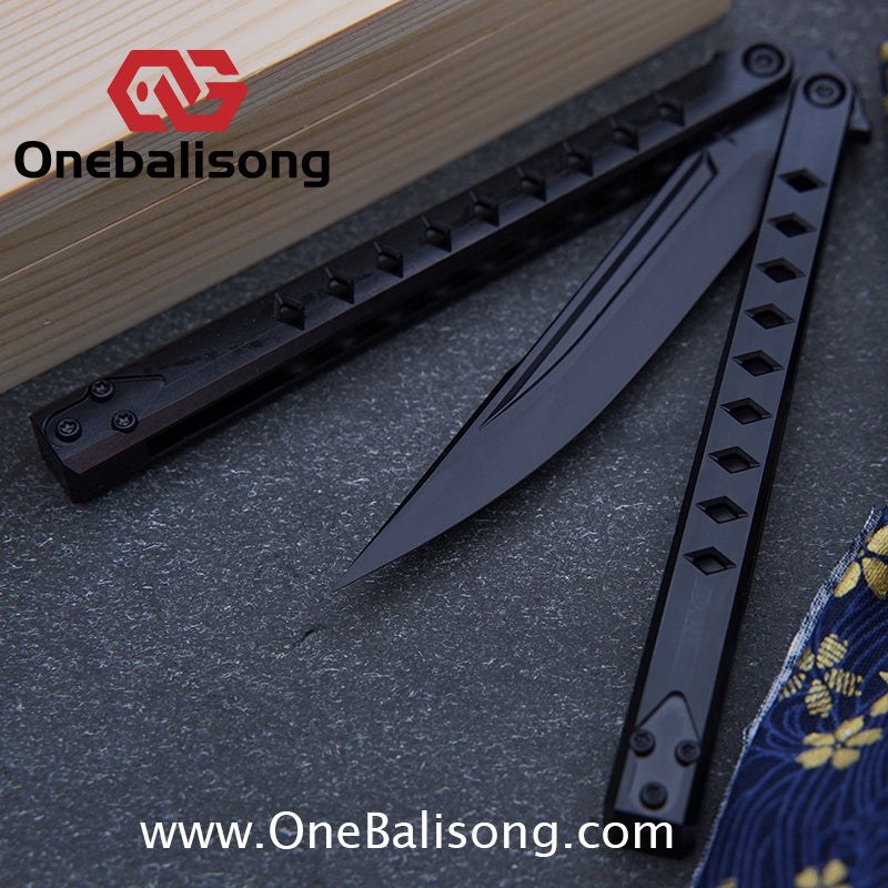 Blue River Konohishi Clone Balisong Titanium Alloy Handle Stainless Steel Blade Bushing