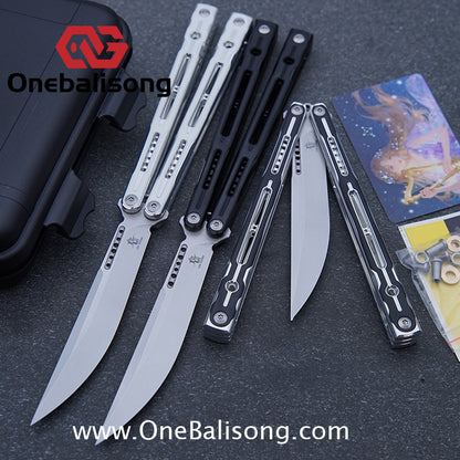 Log & Asgard Lyra V2 Balisong Aluminum Alloy Handle G10 paster Stainless Steel Fake Blade Sandwich Structure Bushing