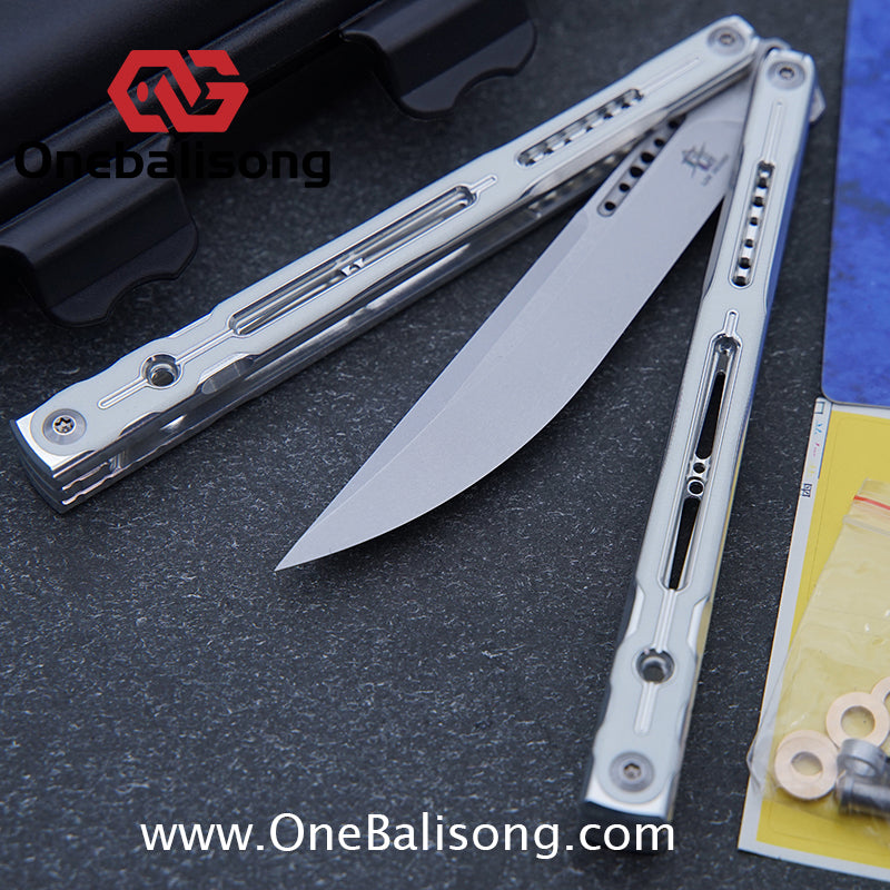 LOG & Asgard Lyra Balisong Aluminum Alloy Handle G10 paster Stainless Steel Fake Blade Sandwich Structure Bushing