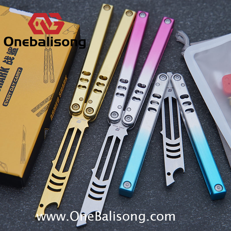 Armed Shark Mini Mako Balisong Clone 6061 Aviation Aluminum Handle 5CR15 Stainless Steel Trainer Blade
