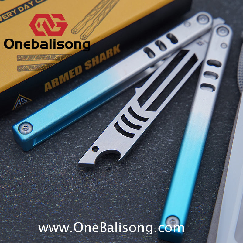 Armed Shark Mini Mako Balisong Clone 6061 Aviation Aluminum Handle 5CR15 Stainless Steel Trainer Blade