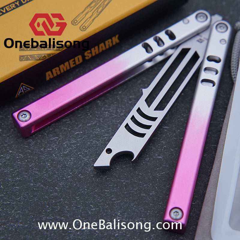 Armed Shark Mini Mako Balisong Clone 6061 Aviation Aluminum Handle 5CR15 Stainless Steel Trainer Blade