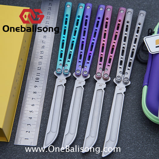 ARMED SHARK MASHIN Balisong Clone TC4 Titanium Alloy Handle 5CR15 Stainless Steel Blade Bushing