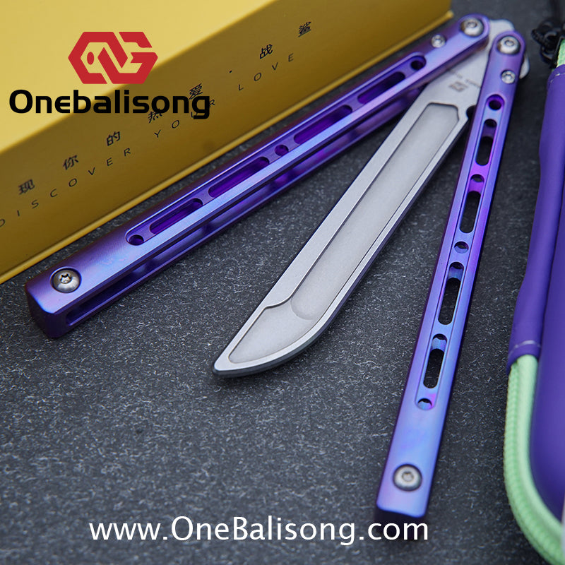 ARMED SHARK MASHIN Balisong Clone TC4 Titanium Alloy Handle 5CR15 Stainless Steel Blade Bushing