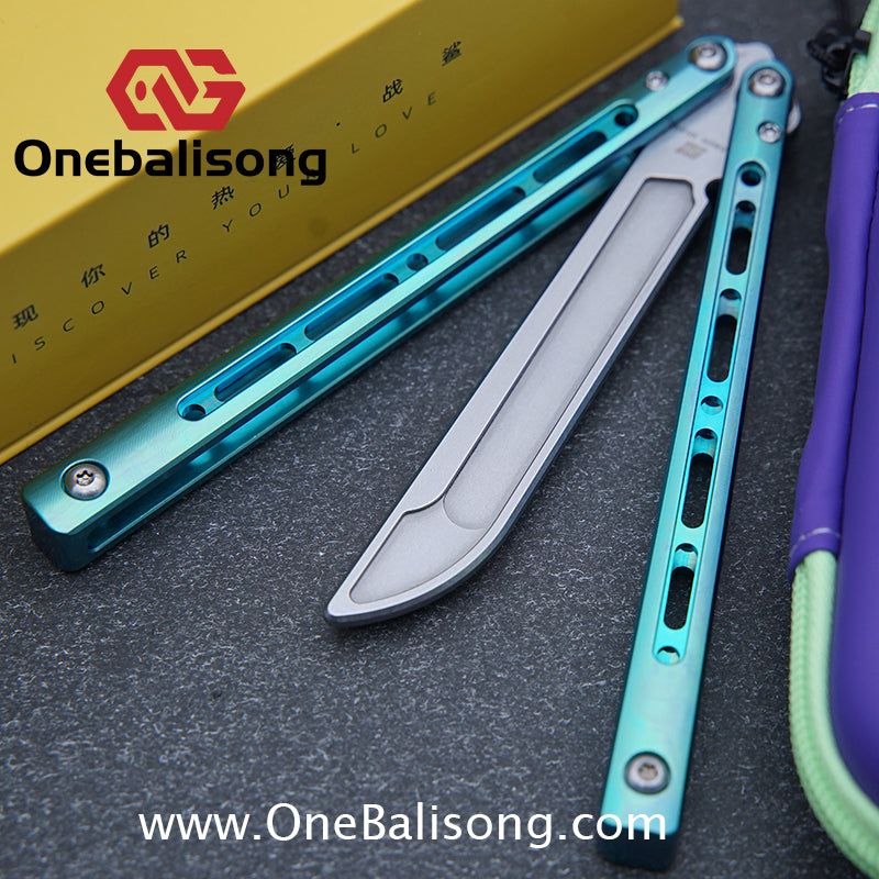 ARMED SHARK MASHIN Balisong Clone TC4 Titanium Alloy Handle 5CR15 Stainless Steel Blade Bushing