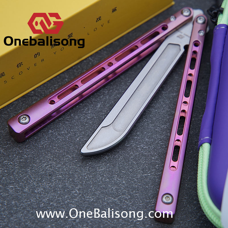 ARMED SHARK MASHIN Balisong Clone TC4 Titanium Alloy Handle 5CR15 Stainless Steel Blade Bushing