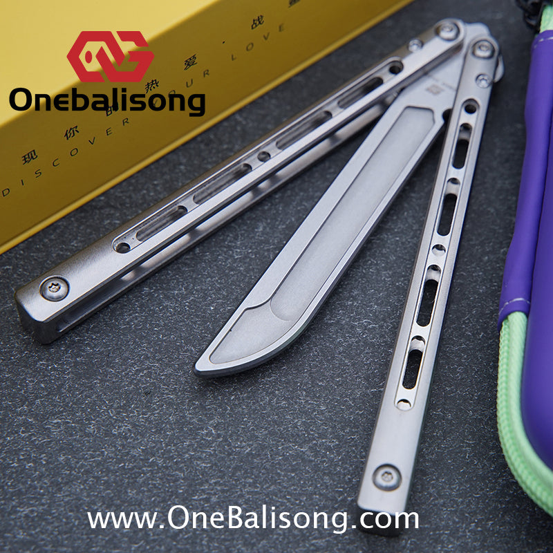 ARMED SHARK MASHIN Balisong Clone TC4 Titanium Alloy Handle 5CR15 Stainless Steel Blade Bushing