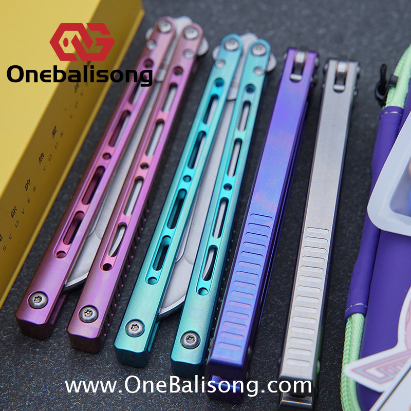 ARMED SHARK MASHIN Balisong Clone TC4 Titanium Alloy Handle 5CR15 Stainless Steel Blade Bushing
