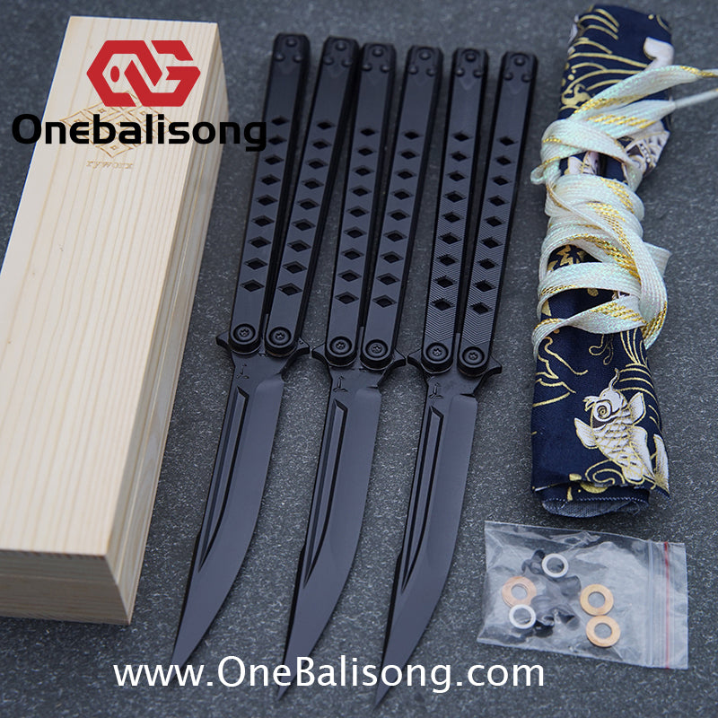 Blue River Konohishi Clone Balisong Titanium Alloy Handle Stainless Steel Blade Bushing