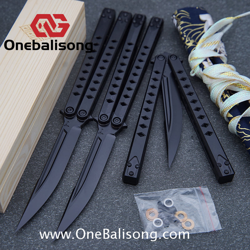 Blue River Konohishi Clone Balisong Titanium Alloy Handle Stainless Steel Blade Bushing